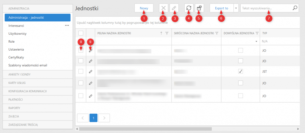 Administracja - jednostki