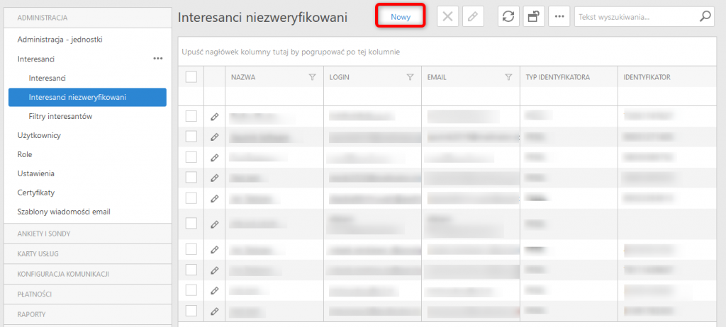 Interesanci - Interesanci niezweryfikowani