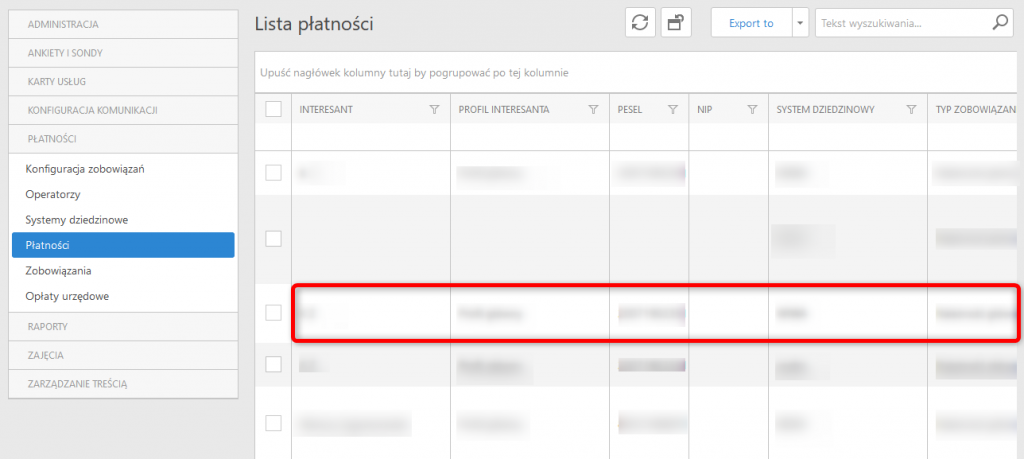 Płatności - podgląd