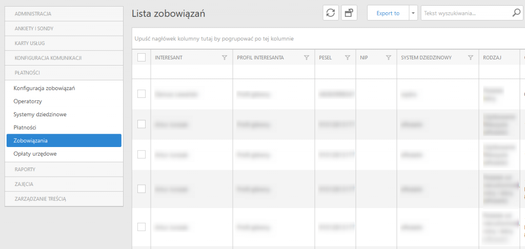Zobowiązania - lista