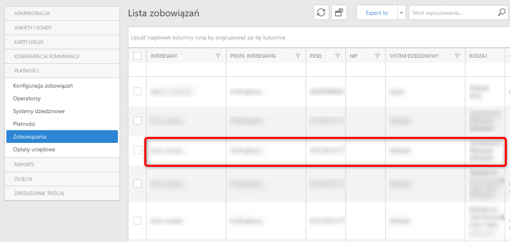 Zobowiązania - podgląd